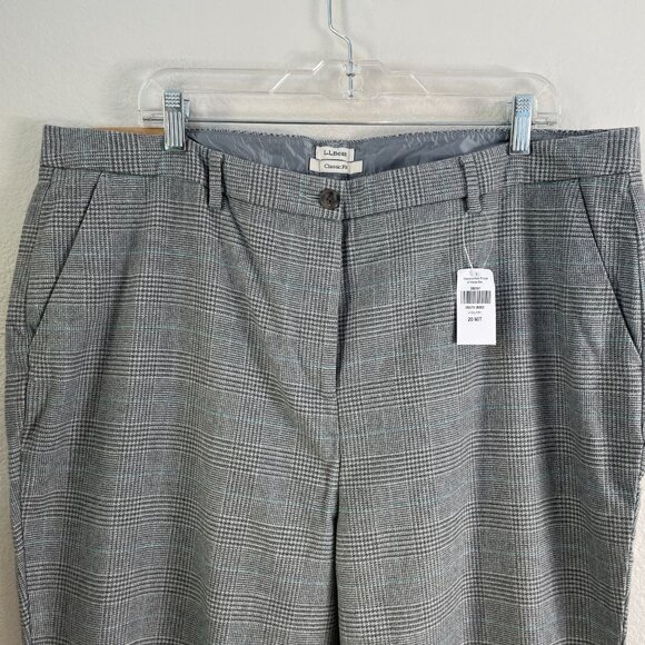 NEW LL Bean Womens 20 Medium Tall Classic Fit Plaid Pants Straight Leg - Picture 2 of 9